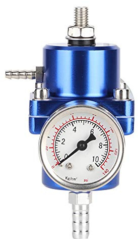 Keenso Universal Adjustable Fuel Pressure Regulator FPR Kit with Gauge Hose 0-40psi - Aluminum Alloy Fuel valves and accessories