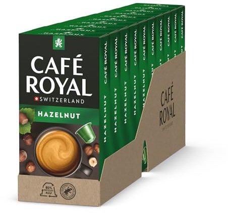 Café Royal Hazelnut Flavoured 100 Cápsulas para cafetera Nespresso - Intensidad 4/10 - Certificado UTZ Cápsulas de café de aluminio
