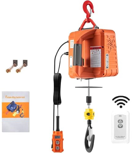 VEVOR 3in1 Electric Hoist Winch, 1500W Portable Electric Winch, 110V Power Winch Crane, 25ft Lifting Height, Overload Protection for Lifting