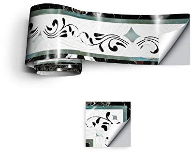 LJJFZP Selbstklebende Tapetenbordüre, grünes Bordürenmuster, Küche, Badezimmer, Deckenpaneele, dekorative Zierleisten, PVC-Wandbordüre, Sockelleiste, Dado-Schiene, Fliesenkante, dekorativ, 10 x 300 cm