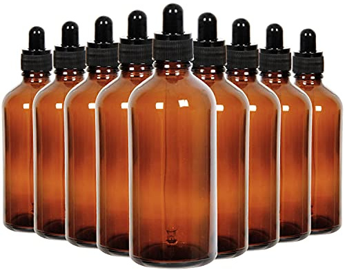 Youngever 16er Pack 120ML Tropfflaschen aus Glas für ätherische Öle, Pipettenflasche, Apothekerflaschen, 2 Mini-Trichter aus Edelstahl (Amber)