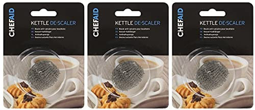 Chef Aid Pack de 3 Detratrants pour Bouilloire en Acier Inoxydable Capture le Calcaire Efficace Durable Sans Produits Chimiques