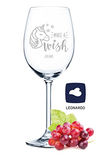 GRAVURZEILE Leonardo XL Weinglas mit Gravur - Make a Wish Design - Lustige Geschenke - Originelles Geburtstagsgeschenk für Männer & Frauen - Geeignet als Rotweinglas Weißweinglas Farbe Daily