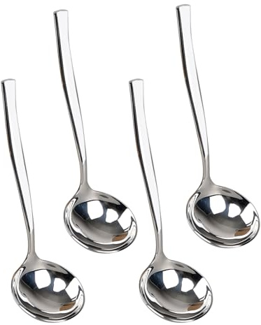 Tyminin 4 Pieces Stainless Steel Ladle, Small Soup Gravy Soup Spoon