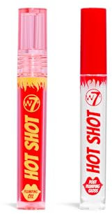 W7 Hot Shot Lip Plumping Duo - Hot Shot Gloss & Hot Shot Oil - 2Pcs Set - Non-Sticky, High-Shine Plumping Finish