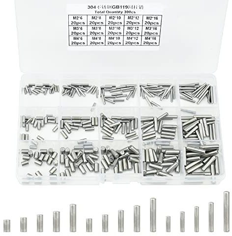 BIGP 300 Stück Zylinderstifte, M2 M3 M4 Edelstahl Zylinderstift für Türen Fenster Holzprodukte Doppelbetten Regale Schranktrennwände Schaftbefestigungen Industrie