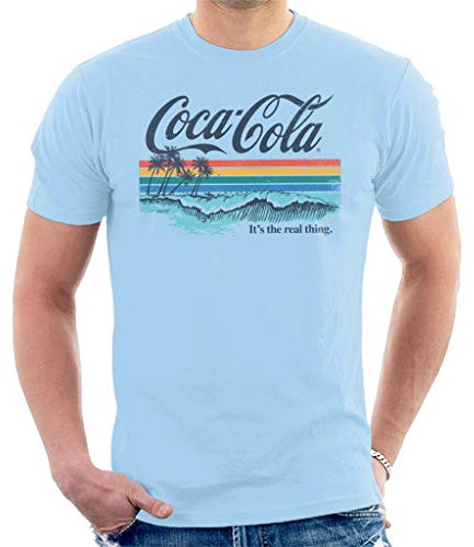 All+Every Coca Cola Delicious and Refreshing Ocean Waves Men's T-Shirt Sky Blue