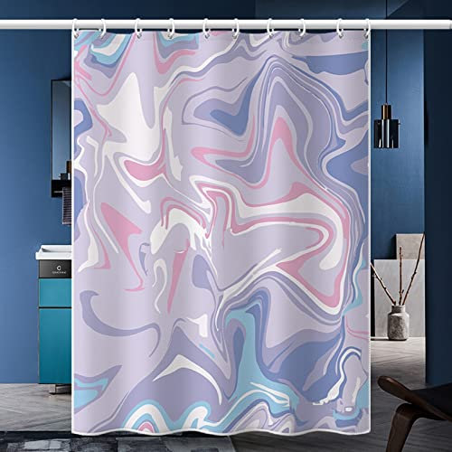 Hoisy Duschvorhänge, Duschvorhang Blau Muster Marmorierung Blau Größe 100X180CM Schnell Trocknend Polyestergewebe Badezimmerzubehör