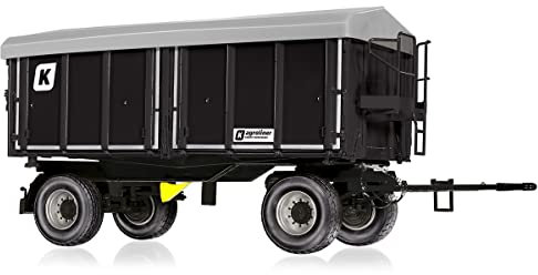 WIKING 077867 Kröger Zweiachs-Dreiseitenkippanhänger HDK 302, Modell, 1:32, Metall/Kunststoff, Ab 14 Jahre, Viele Funktionen, Abnehmbares Dach, Seiten und Hinterkippfunktion, Schwarz