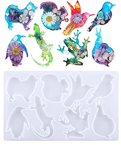 KAKOLOPT Silicone Animal Shaped Resin Mold Lizard Dog Hummingbird Mould | Frog Seafish Epoxy Casting Moulds for Wall Hanging Décor Room Garden,3D DIY Making Handmade Home Plaster of Paris Molds