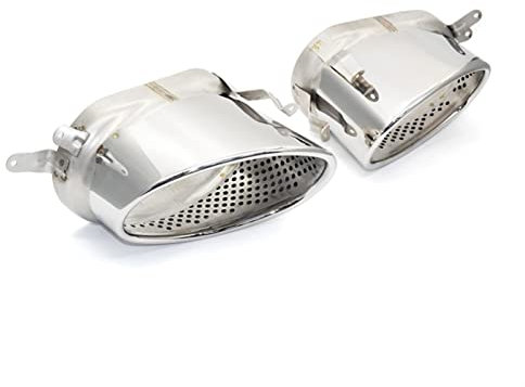 WEHOMY 1 Paar Edelstahl Oval Auto Auspuff Schalldämpfer Für Audi A3 A4 A5 A6 A7 RS3 RS4 RS5 RS6 RS7 Auspuffanlage Endrohr Auspuffblenden (Color : Silver)