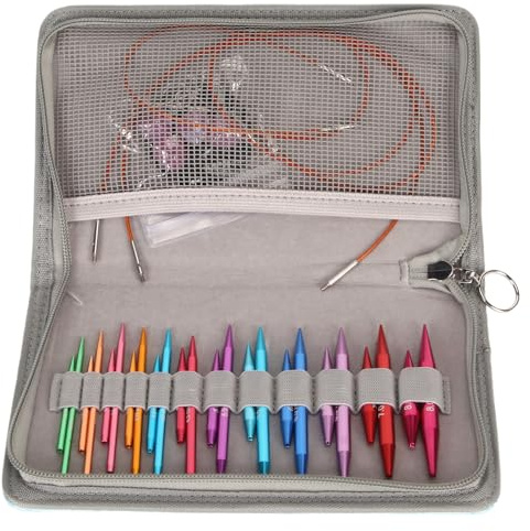 Set di Ferri da Maglia Circolari Intercambiabili, 24 Pezzi 3-8mm con Accessori, Kit per Maglieria per Principianti e Esperti, Colori Assortiti