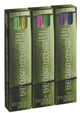 The Clean Toothbrush | Eco-Friendly and Socially Responsible Manual Toothbrush | Pack of 6 | Made from 100% Biodegradable, Sustainably Grown Moso Bamboo