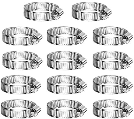 Naiocase 16-25mm Clip tubo di tubo regolabile, 14 Pezzi Fascette Stringitubo in acciaio W2 per tubi flessibili, gas, acqua, auto, lavatrice, giardino