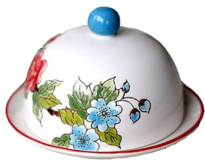 Boîte de Rangement de Beurre avec Couvercle, Assiette à Beurre avec Rebord Rond, beurrier Peint à la Main, Articles ménagers, décoration de Cuisine, fête Festive, Rangement de Vaisselle créatif