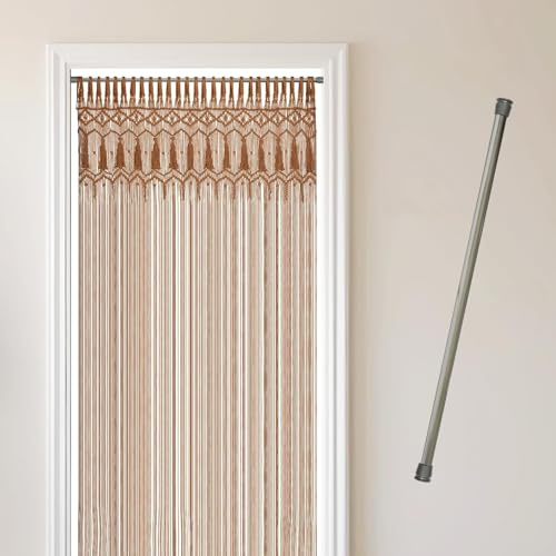 Cozyor Makramee Türvorhang + Klemmstange 70-120 cm ohne Bohren Boho Vorhang Fenstervorhang 132x200cm Raumtrenner, Wandbehang & Deko braun, Hochzeit, Balkon Handmade