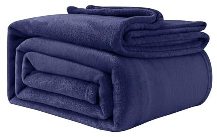 Good Nite Fleece Blanket Fluffy Blankets 150x200cm Throws For Sofas Soft Large Blankets and Throws for Adults Warm Machine Washable (Navy, Double)