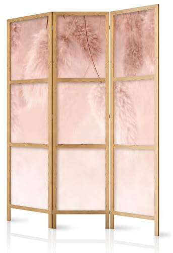 murando - Paravent Raumteiler Holz Gras, 135x172 cm, 3-teilig, Wohnzimmer | Mobiler Sichtschutz, sofort einsatzbereit, Holzrahmen, ideal fürs Wohnzimmer oder Büro, geruchsneutral, lichtbeständig