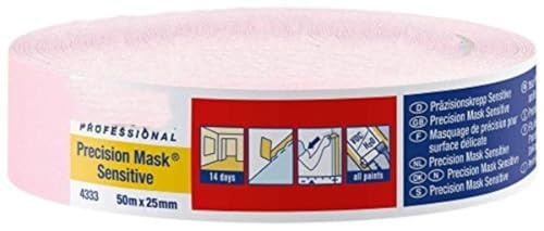 Monkey Ladder - Ruban de masquage pour surfaces délicates Rose doux (50 m x 25 mm, pour intérieur)