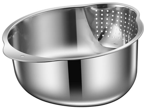 CAXUSD Contenitore in Acciaio Resistente Per Lavaggio Dei Cereali Scolapasta Per Pulizia Degli Alimenti Vasca Per Lavaggio Della Frutta e Ortaggi Utensile Per Cucina