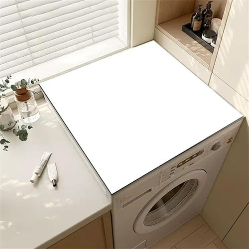 Fansu Protector Superior para Lavadora y Secadora, Cubierta Superior para Lavadora Absorbente Secado Rápido Universal Color Sólido Funda Superior Lavadora Antideslizante (60x60cm,Blanco)
