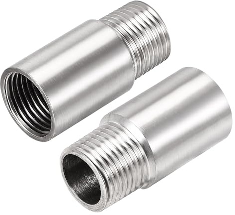 TOP-VIGOR 2Pcs Shower Head Extension Arm, 50mm Shower Arm Extender, 1/2 PT Stainless Steel Handheld Shower Pipe Head Extension Round Pipe for Bathroom Accessory