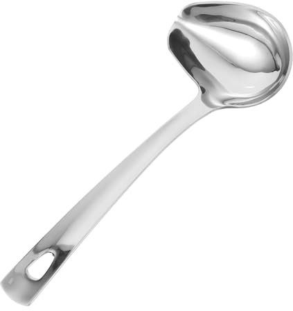 ABOOFAN 304 Stainless Steel Oil Pouring Scoop and Soup Spoon Thickened Kitchen Oil Spoon Cooking Tool for Household Use