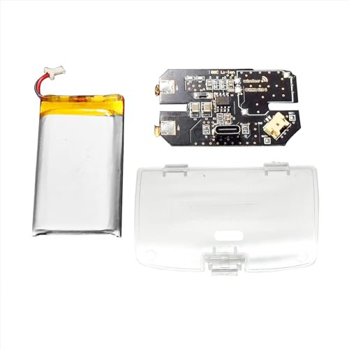 New for GBC USB-C Rechargeable Battery Pack Mod Kit Replacement, for Gameboy Color Handheld Game Console, Type-C Charging Large Li-ion 1600 mAh Capacity 20 Hours Long Life + Clear Cover