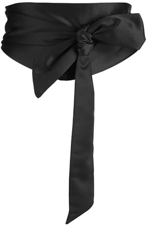 KFLY Cinturón de raso con lazo para mujer, cinturón de fajín para la cintura, accesorio de lazo de raso liso para vestido, para damas, damas de honor, novia, boda, graduación, noche, ocasión, Negro