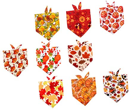 WOONEKY 9stücke Teiliges Thanksgiving Hundebandanas Praktische Haustier Halstücher Mit Herbstdesign Für Hunde Und Katzen Wiederverwendbar Und Waschbar Für Festliche Anlässe