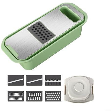 Essential For Kitchen Gadget 6 in 1 Vegetable Slicer to Make Meal Preparation Faster While Safety During Use (Green)