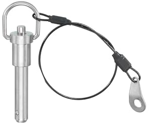PATIKIL Perno Bloccaggio con Maniglia Anello 3/8 x 1.18 Perni Bloccaggio | a Sfera, Perni Sicurezza con Pulsante, Acciaio Inossidabile 304, Filo da 25 Cm, 9.5 x 30mm, Acciaio Inossidabile