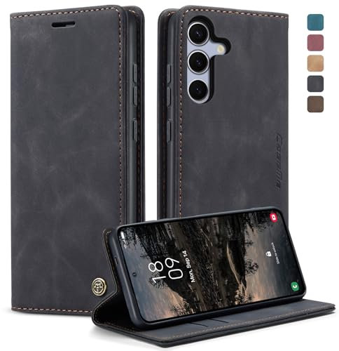 KZB Handyhülle für Samsung Galaxy S25 5G Hülle Premium Leder Klappbar Tasche Flip Case Magnet Kartenfach Standfunktion Klapphülle Schutzhülle für Samsung Galaxy S25 6,2'' - Schwarz