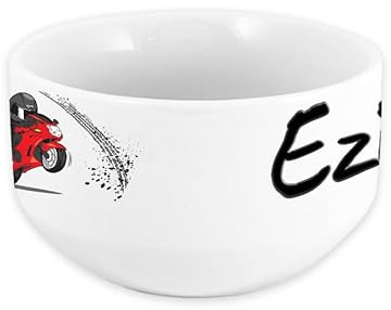 Bol enfant personnalisable – Ajoutez le prénom | Cadeau original | 720mL | Plusieurs motifs | Céramique (Moto)