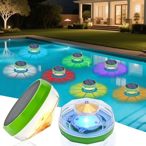 FUFRE Solar Poolbeleuchtung Schwimmende, RGB Schwimmende Solarleuchten Teichbeleuchtung, Wasserdichte Solar Poolbeleuchtung Unterwasser Teichbeleuchtung Pool Licht für Pool, Whirlpool, Teich Deko