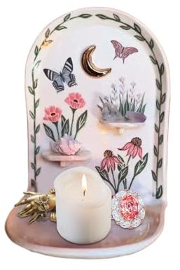 Wand-Schmuckhalter, Wandmontage, Schmuckregal, 66 x 47 x 50,8 cm, bezaubernder Blumenständer, Kerzenständer, Aufbewahrungsregal für Schlafzimmer, Wohnzimmer, Heimdekoration