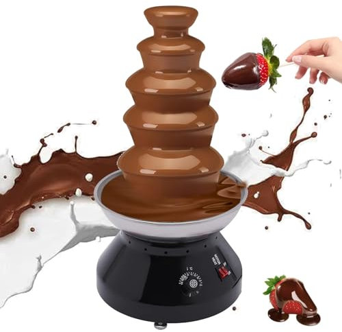 WEIZIIA Commercial Chocolate Fountain Machine, Chocolate Melting Heating Machine, 230W Electric Chocolate Fondue Fountain, 30℃~110℃ Adjustable Temperature, Melts Chocolate Queso,Black-5tier