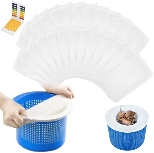 Muyohix 25 Stück Pool Skimmer Socken, Wiederverwendbare Schwimmbad Skimmer Socken, feinmaschiges Pool Filter Netz Skimmerkorb Netz, Filtersocken für Oberflächenskimmer, Schwimmbad Pool Zubehör