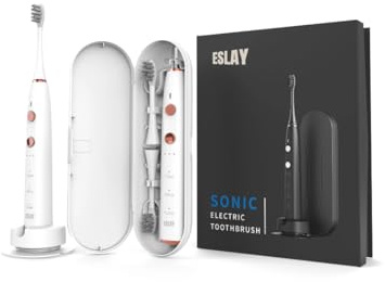 Brosse à Dents Électrique Sonique Adulte – 38000 VPM, 9 Modes, Poils Bambou, Recharge Sans Fil, Étanche IPX8, OLED, 90 J Autonomie, Étui de Voyage, Garantie 1 An, Design Premium (Blanc)