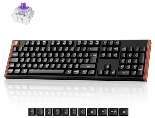 Keychron K10 HE Wireless Mechanical Keyboard - Hall Effect Magnetic Switch, Adjustable Actuation & Rapid Trigger, Full-Size UK Layout, Hot-Swappable Aluminium/Wood Frame for Windows/Mac/Linux - Black