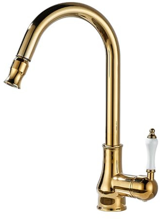 Tocche al lavello della Cucina con Spray Spray cucine retrò cucine a Collo di ceroesino Mixer ad Acqua Fredda Calda per lavello Oro