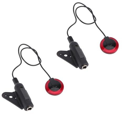 2 Satz Gitarren Tonabnehmer für Gitarre, Banjo, Violine, Schwarz | Selbstklebend, Direkter Kontaktklang, ohne Batterie, mit Befestigungsclip, Eisen, 2 Satz