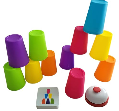 MWZBTG Stapelbecher Set, 20.5 X 14.5 X 7.5cm Stapelbecher Bunt, PP Sport Stapelbechers, Lustige Pädagogische Stapelbechers, Interaktive Stapelb-echers, Schnelle Becherspiele Zur Verbesserung