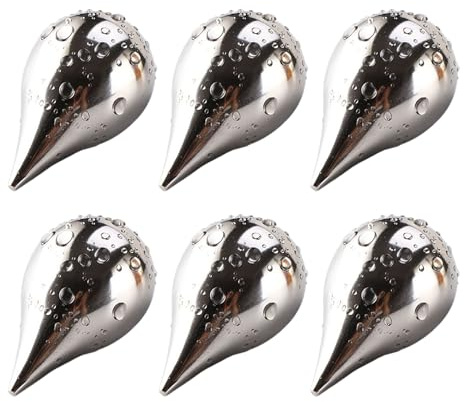 Kustimantu Cubetti Di Ghiaccio Metallici Per Bevande, 6 Pezzi Riutilizzabili A Forma Di Goccia | Pietre Raffreddanti In Acciaio Per Bevande E Whisky - Regalo Per Padre Feste Cocktail Rinfrescanti