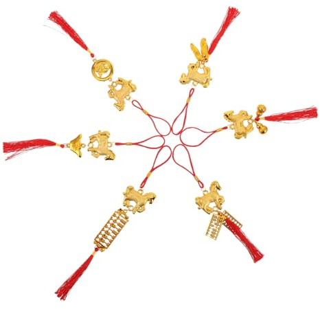 DOITOOL Chinesische Neujahrsanhänger Aus Rotem Stoff Mit Quaste 6 Stück Glücksbringer Zum Jahr des Pferdes 2026 Für Zuhause Und Büro Traditionelle Hängeornamente Für Frühlingsfestdekoration