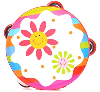 1pc Tambourin en Bois Cloche à Main Tambour hochets Clap Tambour Tambourin Jouet Instrument de Percussion Musicale pour Enfants Enfant bébé (Couleur aléatoire) Jouet en Bois