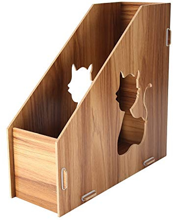 NOENNULL File Organizer for The Desk, Modern Desk Organizer with Hollow Out Cat Pattern, Magazine Collector, File Sorter for Desktop Organization in The Home