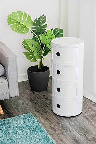 Curvaso 4 TIER DRAWER TELEPHONE BEDSIDE UNIT TABLE BATHROOM CABINET CADDY BEDROOM CHEST ROUND STORAGE SLIDE CABINET DRAWER UNIT HALLWAY BEDSIDE TABLE LAMP ABS