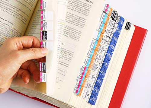 Steinfacher Griffregister fürs Steuerrecht -GESAMTPAKET mit amtlichen Überschriften, 1.900 Aufkleber inkl. 750 Folien & 2 Einklebeschablonen -vertikale Leserichtung