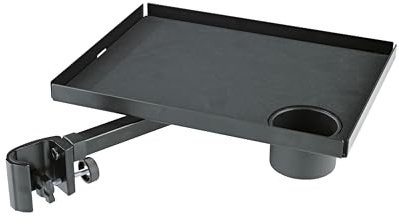 K&M 12225 Ablageplatte Schwarz - Stahl mit 25 cm x 33 cm Fläche, anklemmbar bis ø 3 cm